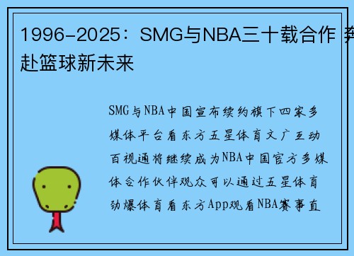 1996-2025：SMG与NBA三十载合作 奔赴篮球新未来